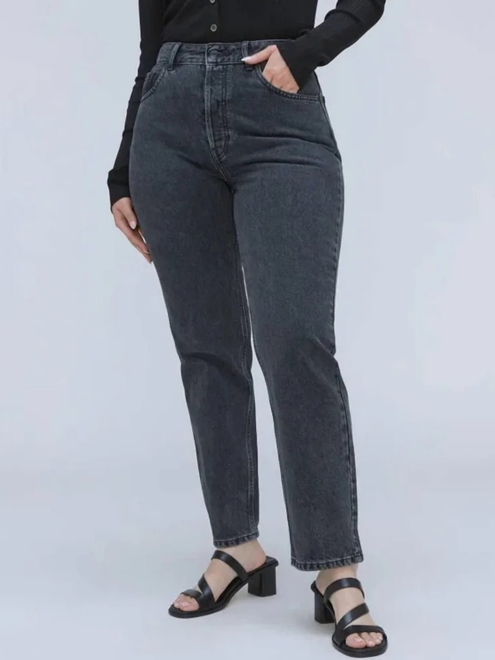 Everlane Curvy 90’s Cheeky Straight Jeans Washed Black Women’s Size 29 Regular